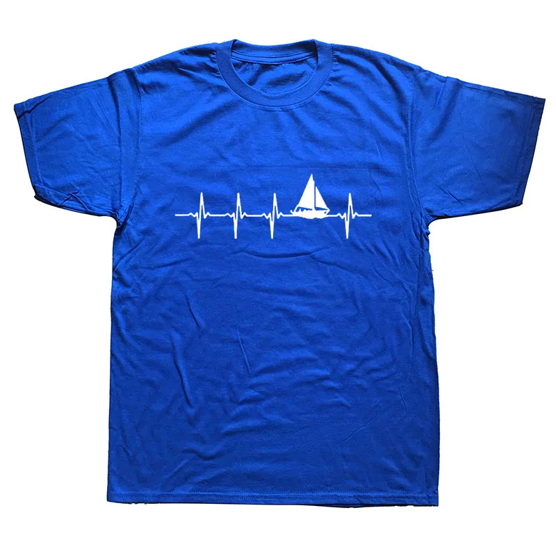 

Sail Heartbeat Funny T Shirts Men Summer Cotton Harajuku Short Sleeve O Neck Streetwear Black T-shirt