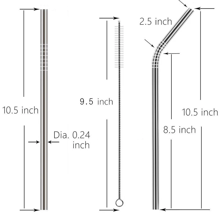 LMETJMA 8 шт./лот соломинки многократного использования из нержавеющей стали для стаканчиков с чистящей щеткой соломинки для дома вечерние KC0042