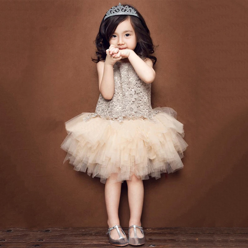 B&N Floral Girl Dress Hollow Out O-neck Summer Baby Clothes Lace Ball Gown Princess Party Dresses For Children2