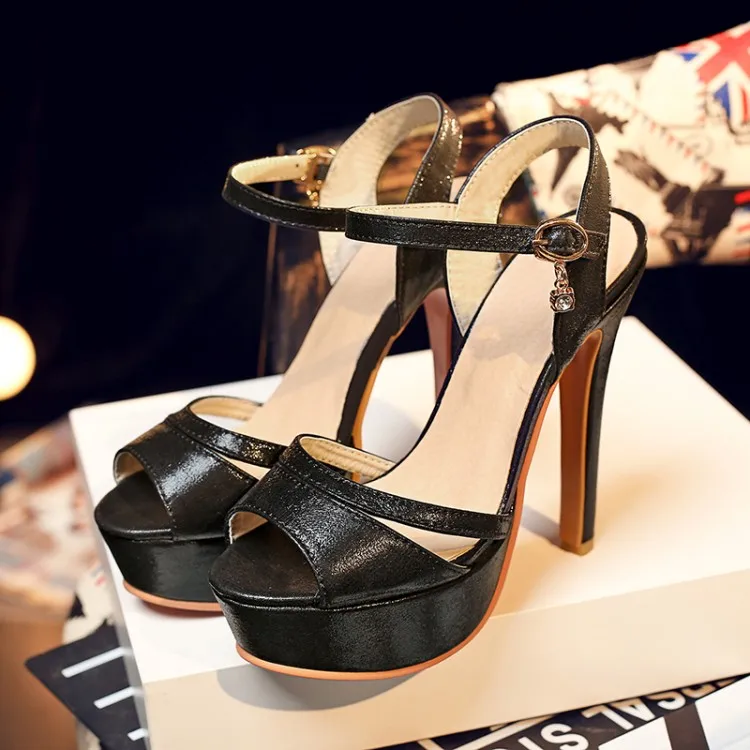 

Big Size 9 10 11-17 ladies summer platform sandals women shoes woman Buckled drill with peep-toe sequins for platform