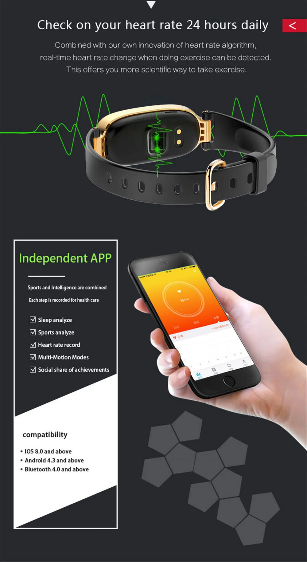 ASKMEER S3 Women Smart Wristband Fitness Tracker Bracelet Color screen Dynamic Heart Rate Smart Health Bracelet (4)