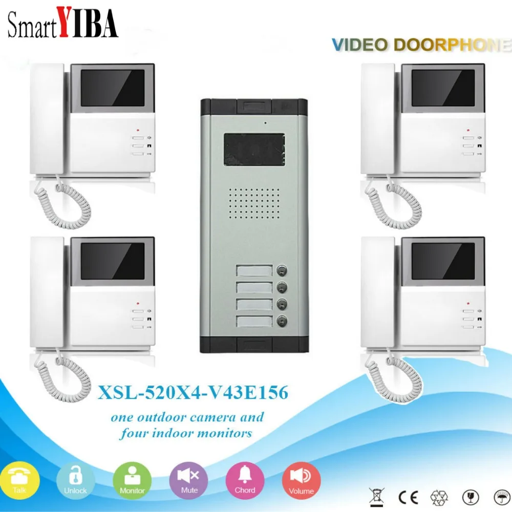 

SmartYIBA Apartment 4.3" TFT LCD indoor monitor Door phone Intercom Entry System Wired Video Door Phone Audio Visual IR Camera