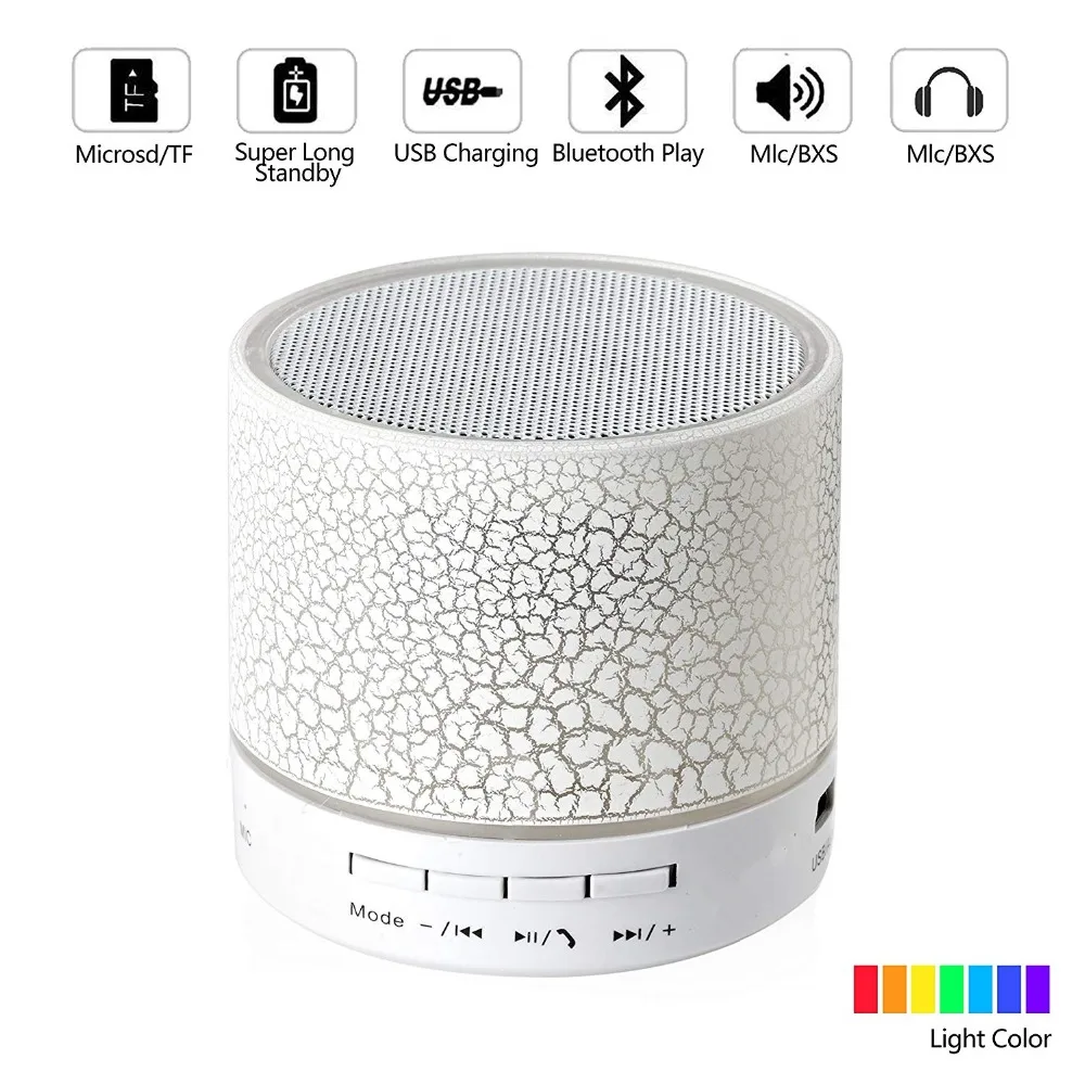 

Mini Bluetooth Speaker Wireless Portable Sound Box Subwoofer Music Blutooth Speaker with Mic LED Light Support USB AUX TF Card