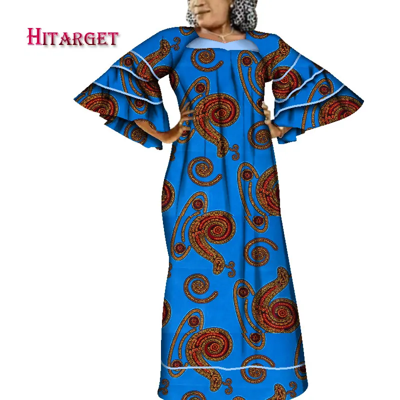 Hitarget африканские платья с принтом африканские платья с рукавами-колокольчиками африканская одежда Дашики женская одежда Хлопок Большой размер WY3937