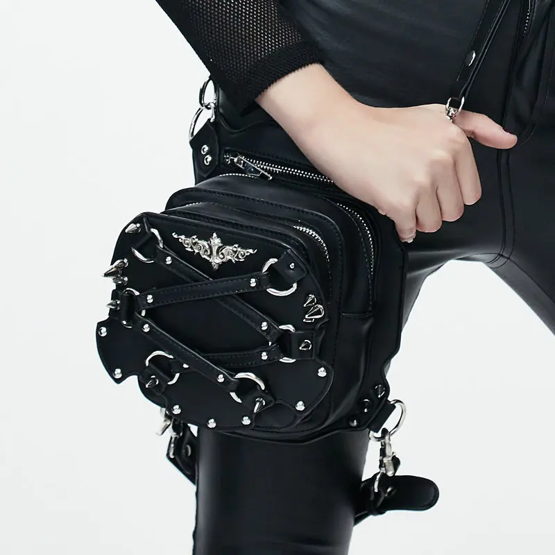 Gothic Steampunk Leather Shoulder Bag Crossbody Messenger Bag Club Rock Goth
