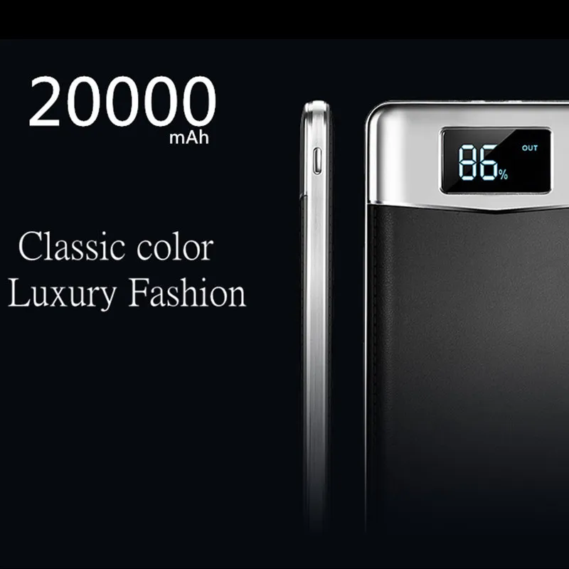 20000mAh Universal Dual USB Power Bank Portable Charger External Battery Power Bank For iPhone Xiaomi Mobile Phone Powerbank