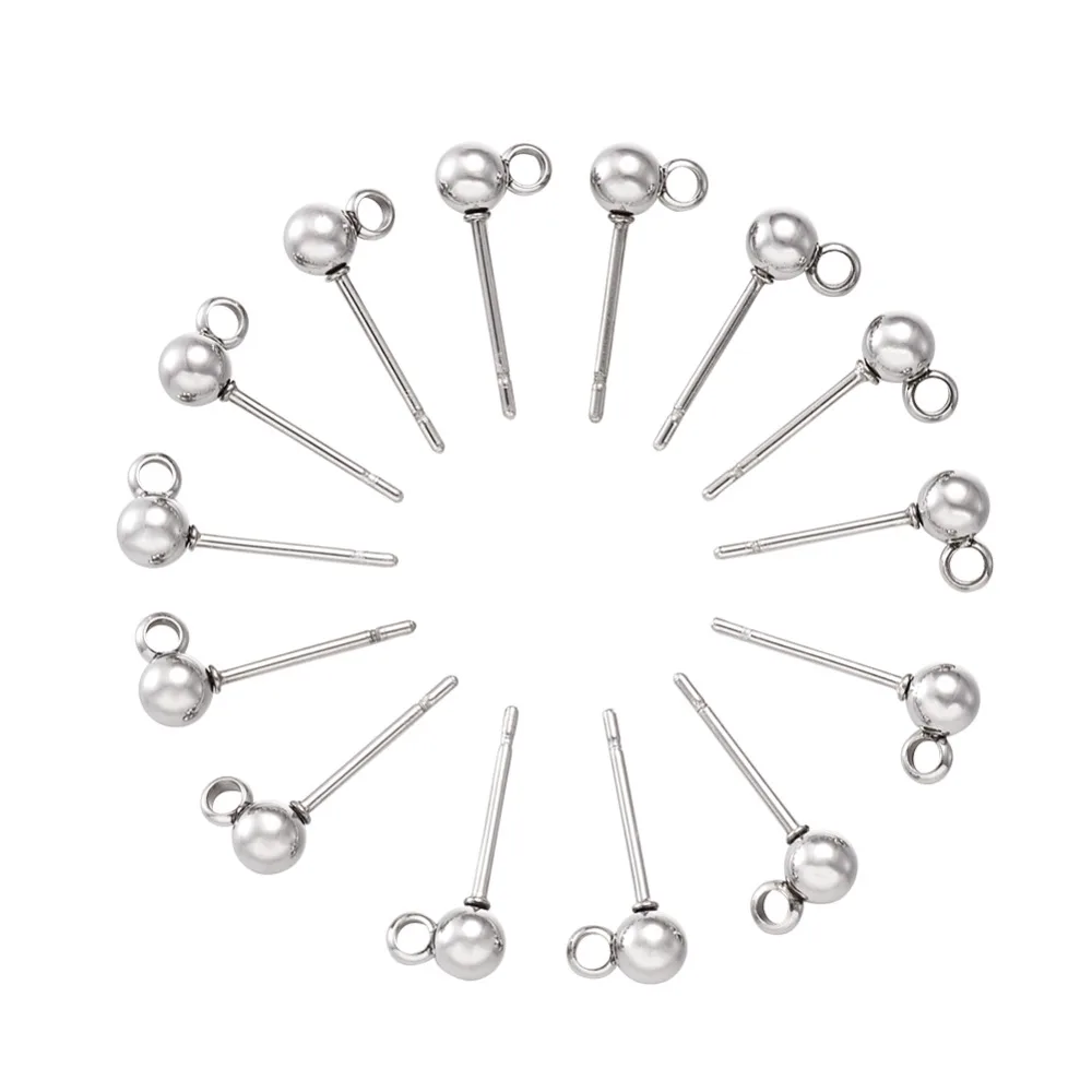 40/50pcs 15x6x4mm 304 Stainless Steel Ear Stud Earrings DIY Components Earring Posts Stainless