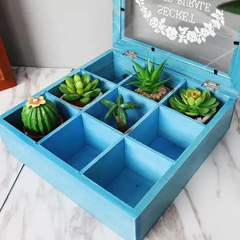

Color Wooden storage box with lid square rose acrylic makeup organizer plant storage box 2018 new arrival