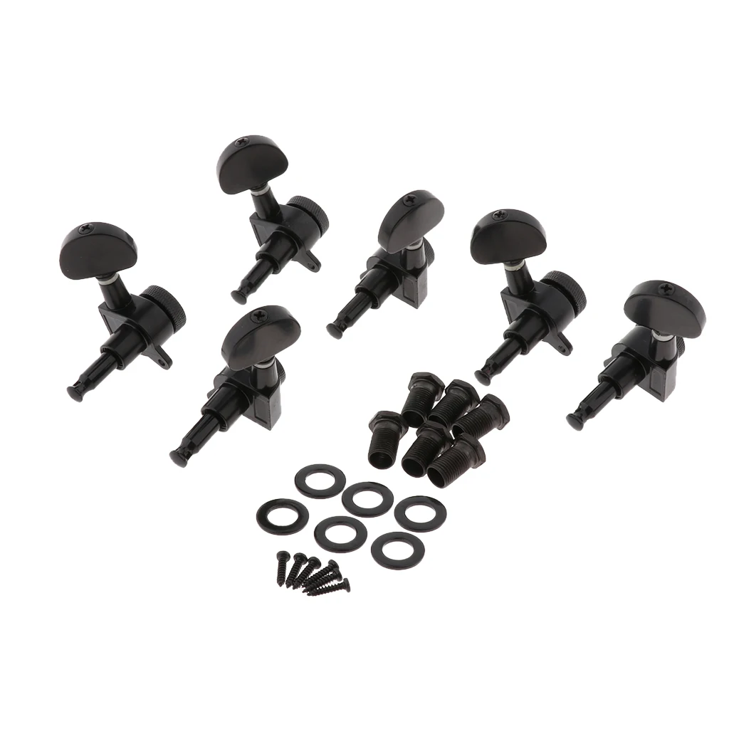 3R3L Locked String Tuning Pegs Keys Tuners Machine Heads for Steel String/Electric Guitars Acces-Black
