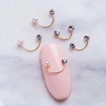 50 шт золотые бриллианты жемчужная улыбка дизайн ногтей Стразы металлические шпильки аксессуары для маникюра хрустальные 3D наконечники для украшения ногтей