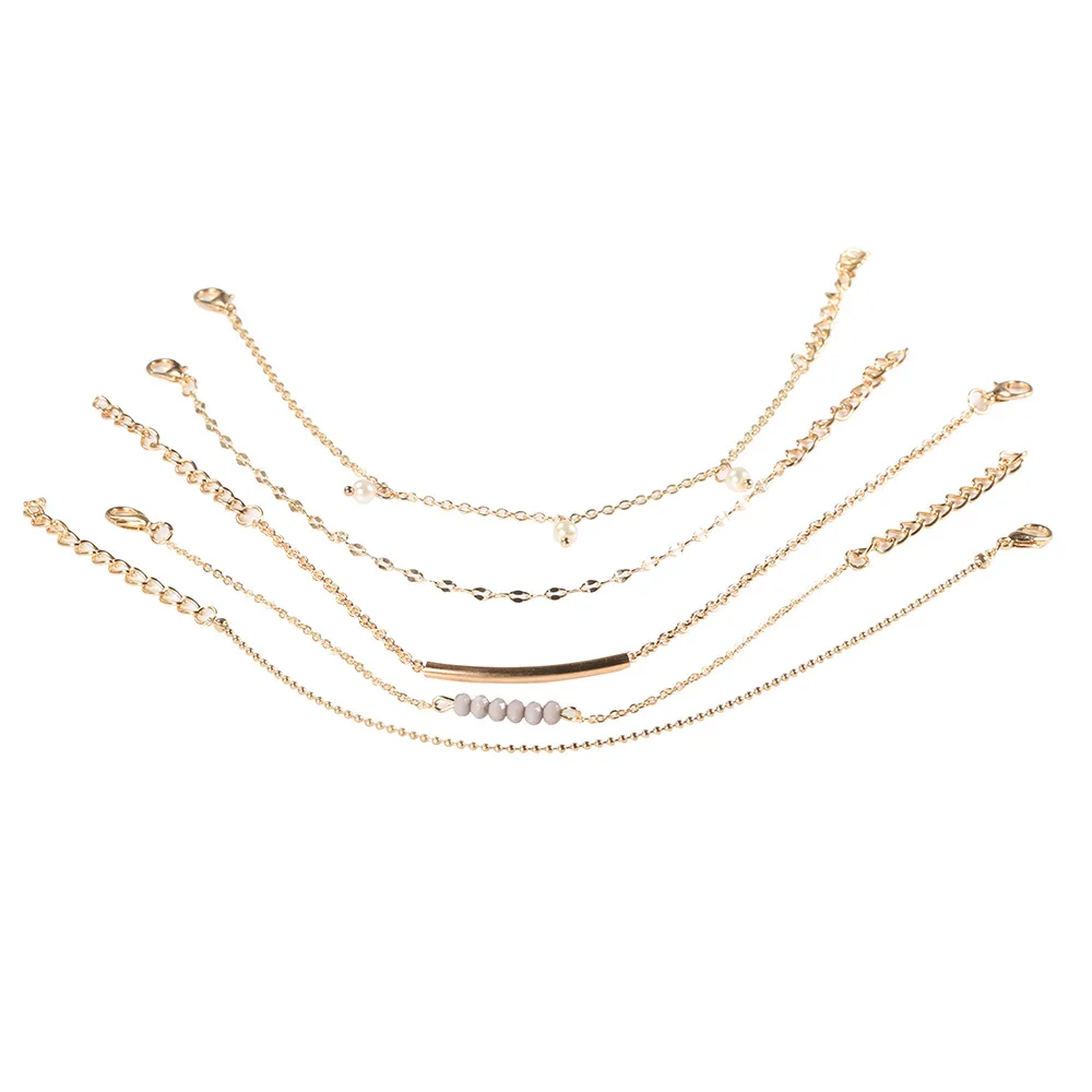 

5 Pcs/set Shell Charm Pearl Beads Bracelet Set for Women Bohemian Multiple Styles Handmade Cuff Bangle Bracelets Party Jewelry