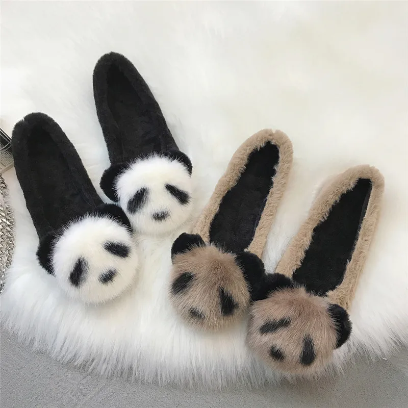 

2018 Women Slip On Flat Casual Shoes Fashion Cute Cat Warm Soft Plush Shallow Lazy Shoes Woman Peas Shoes Loafer Large Size #40A