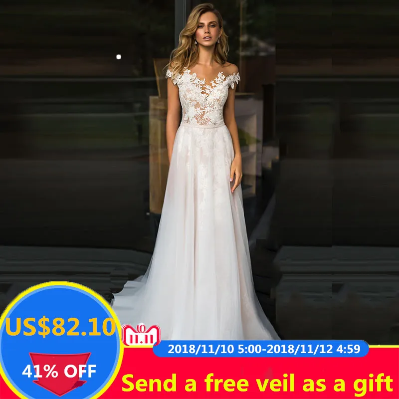 Hot Lorie Beach Wedding Dress Lace Scoop A Line Liques Tulle Lorie Beach Wedding Dress Lace Scoop A Line Liques Tulle Long Princess Vintage Bridal 2019 Custom Made Gown