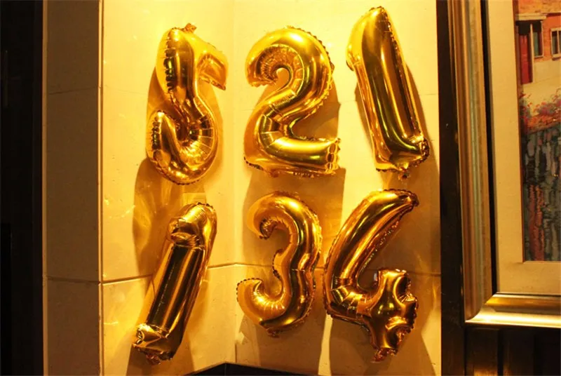 32 дюймов золотистый воздушный шар из алюминиевой фольги Гелий с днем рождения воздушные шарики для украшения торжества поставки Свадебная вечеринка номер баллоны