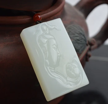 

Xinjiang Hetian jade Guanyin lotus seeds pendant