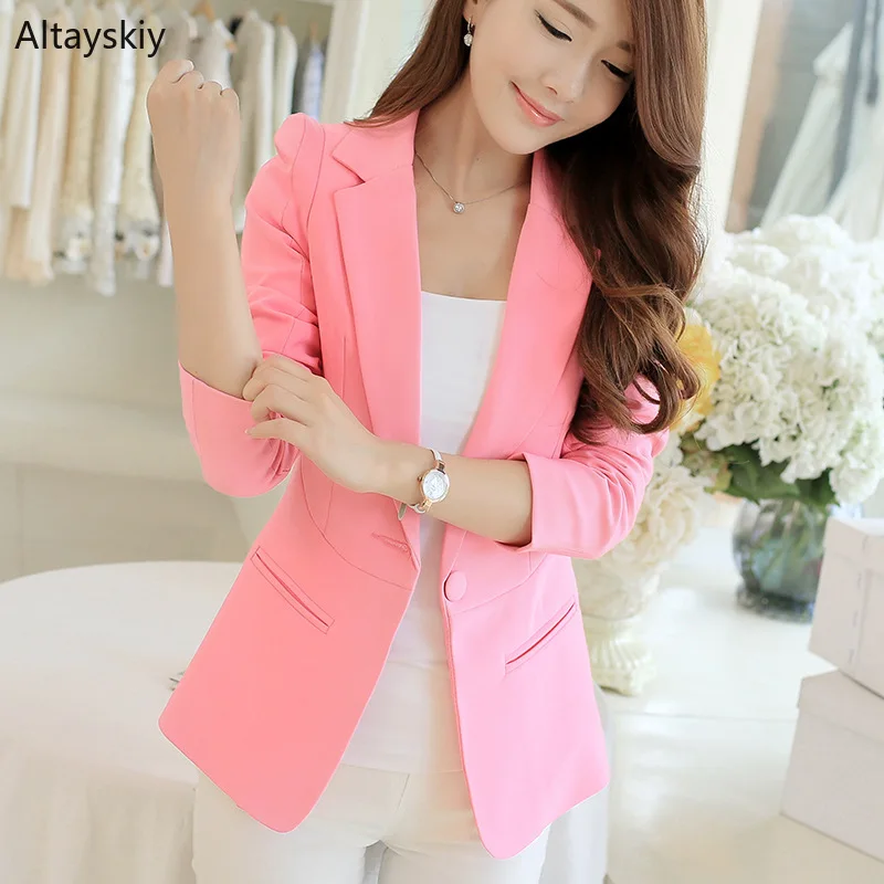 

Blazers Women Solid Blazer Females Casual Suit Womens Single Button Slim Jacket Female Top Coat Cape Ladies Korean Style 2019