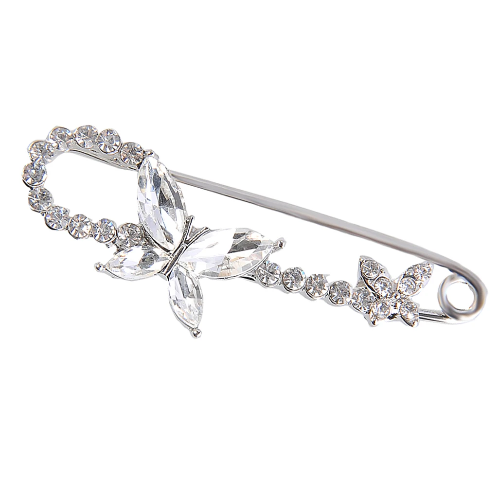 Stunning Crystal Safety Pin Scarf Coat Gown Clip Collar Lapel Pin Wedding Party Men Women Clothing Decorations