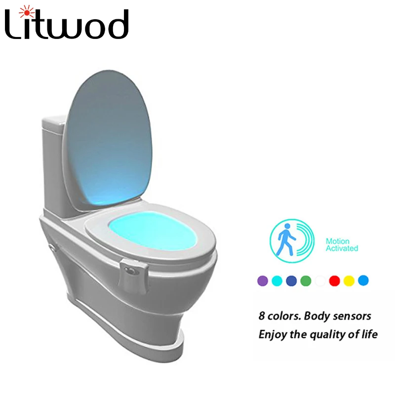 

Litwod Z10 8Color LED RGB Motion Automatic Sensor Toliet Night Light Toilet Seat Lamp ABS White Body Human Motion Activated
