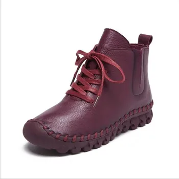 

New fashion retro boots 2019 winter thick soled shoes genuine leather warm and comfortable women's boots hot wild casual shoes