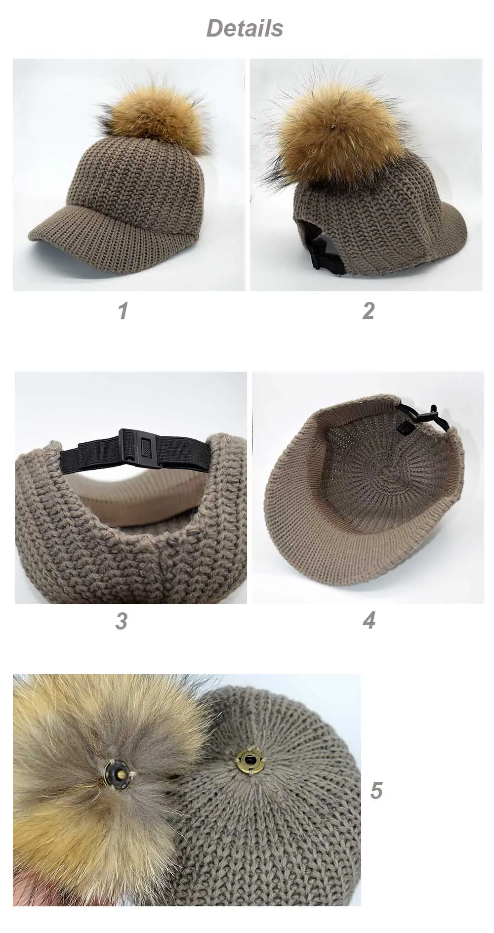 hat with pompoms details