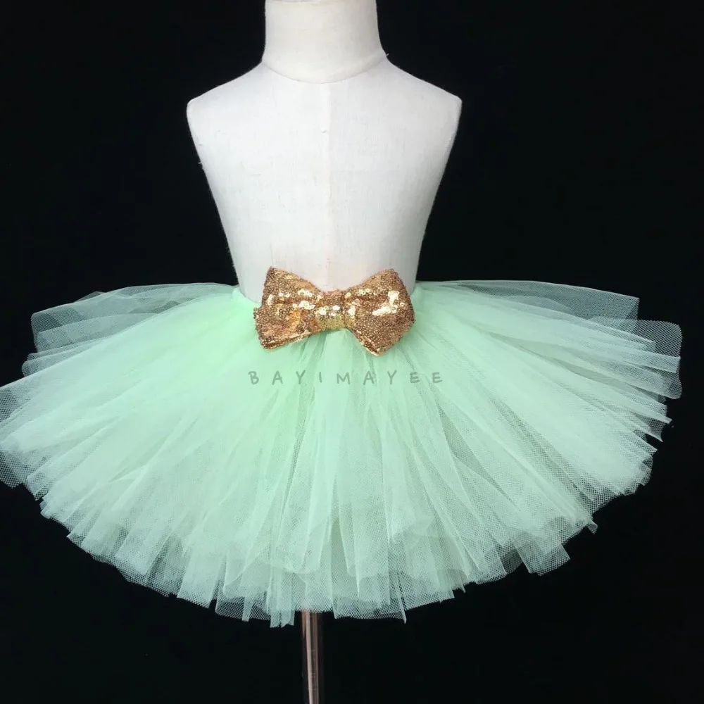 Лидер продаж, зеленые юбки-пачки для маленьких девочек Детская пышная фатиновая юбка балетная юбка-пачка с золотыми блестками и бантом, Детские праздничные юбки для дня рождения - Цвет: Армейский зеленый