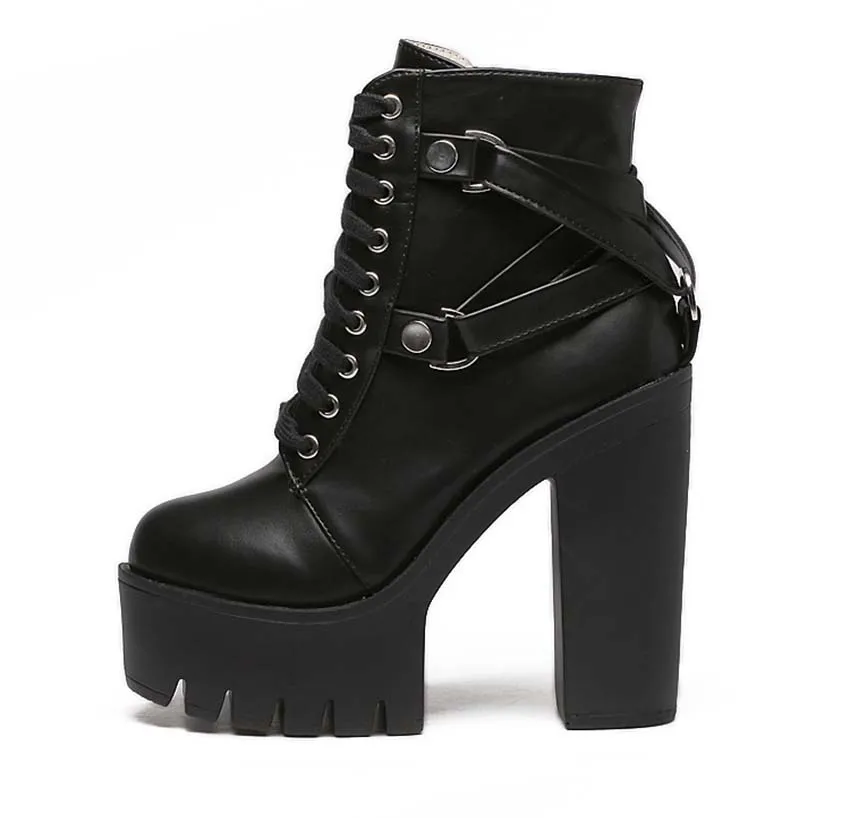 KNCOKAR-Ultra-High-Thick-Heel-Waterproof-Platform-Fashion-Show-Short-Boots-Belt-Round-Head-High-Heel. (1)