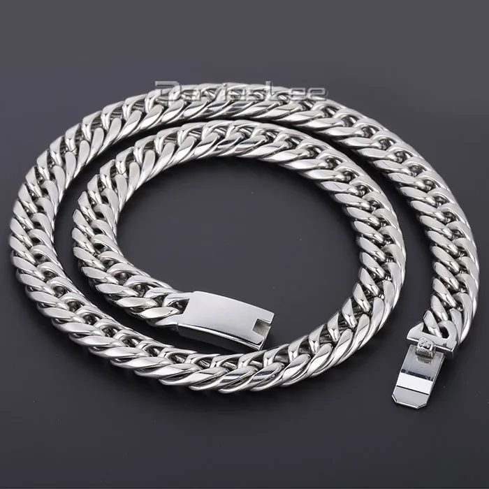 Cabeza De Dragón Pesado Para Hombres Plata Acero Inoxidable Pulsera de Cadena de Eslabones pequeños cubano Franco