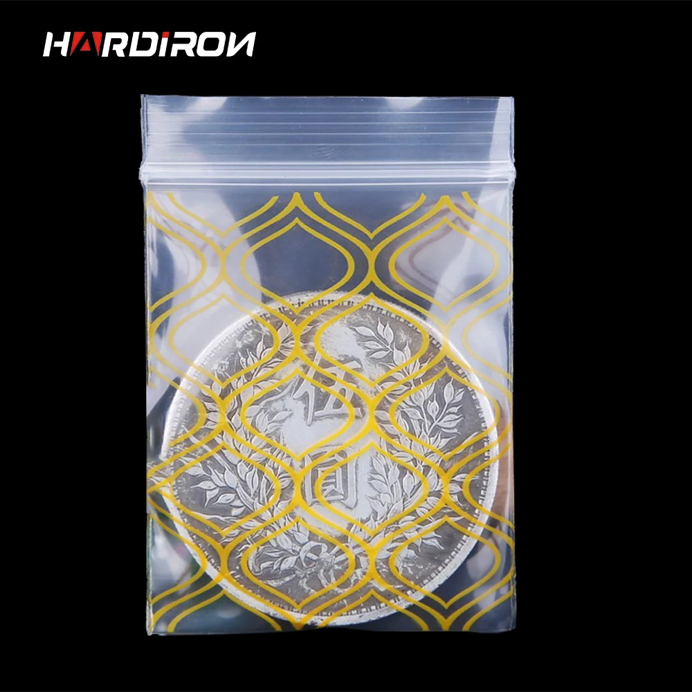 

HARDIRON Mini Pouches Plastic Packaging Bags Yellow Diamond Pattern Transparent PE Packaging Pouch Small Size Seal Bag Button