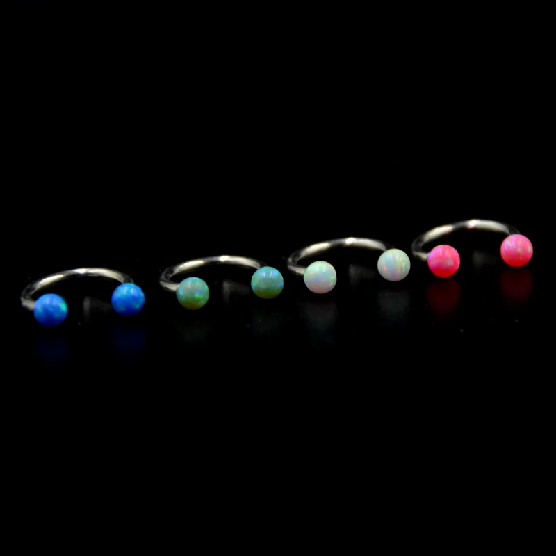 Showlove1pc Stainless & Opal Horseshoe Ring Captive Bead Ring