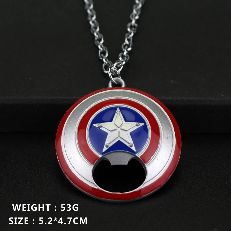 Captain America Shield Metal Bottle Opener Logo Pendant Necklace For Men Fashion Accessories jewelry