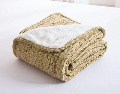 Горячее предложение хлопок высококачественный, из овчины бархатные покрывала зимнее теплое вязаное шерстяное одеяло диван/стеганое одеяло квилт вязаное одеяло - Цвет: Флуоресцентный зеленый