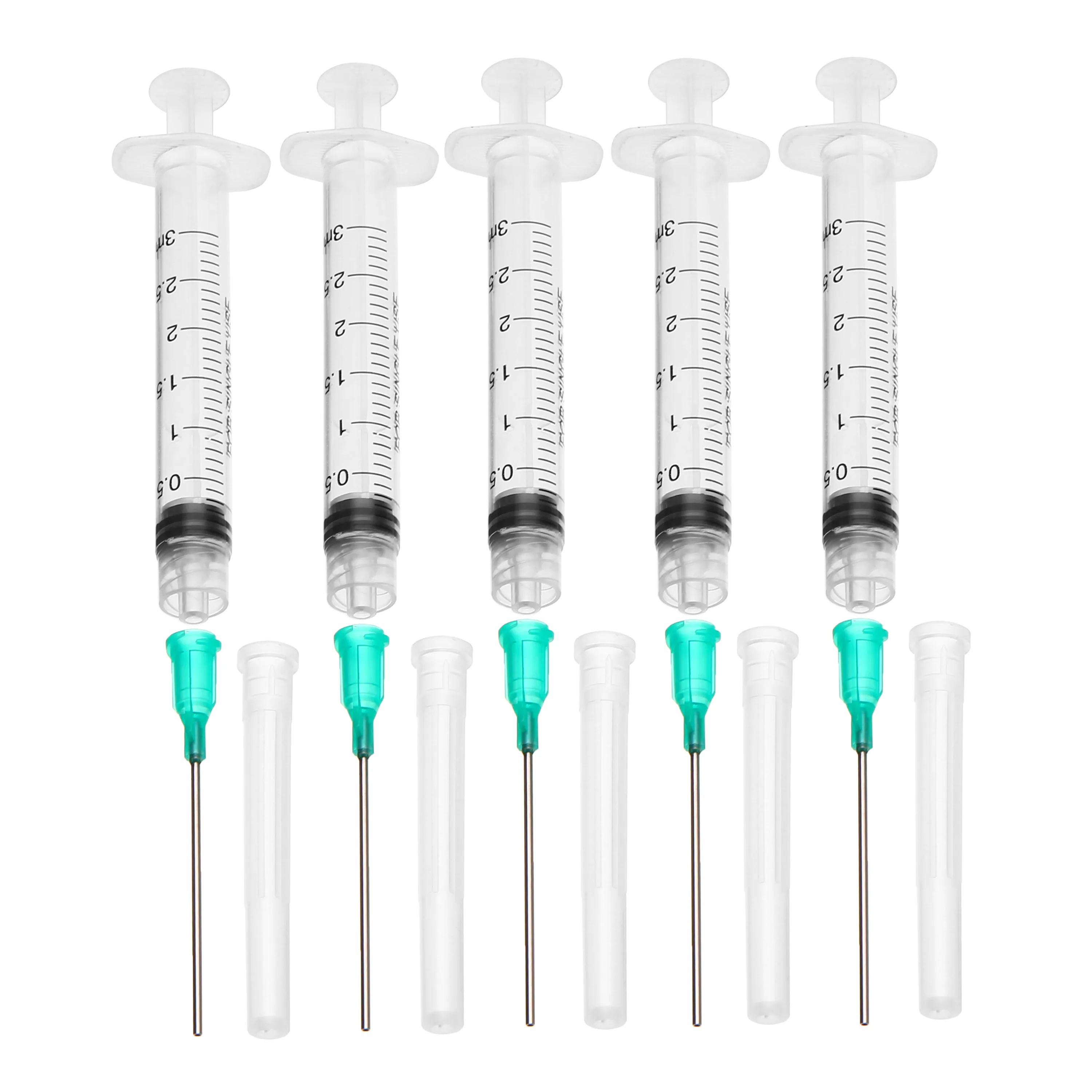 5 Pack 3ML Dispensing Syringe With 18 Ga 1.5" Blunt Tip Needle Stainless Steel Dispense Needles For Mixing Liquid