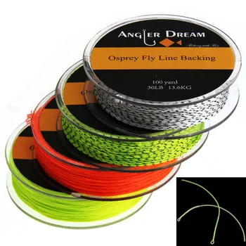 

Two Pieces Backing Line 20LB/30LB 100Yds Braided Dacron Fly Fishing Backing Line Yellow Orange Black with 2 loop connectors