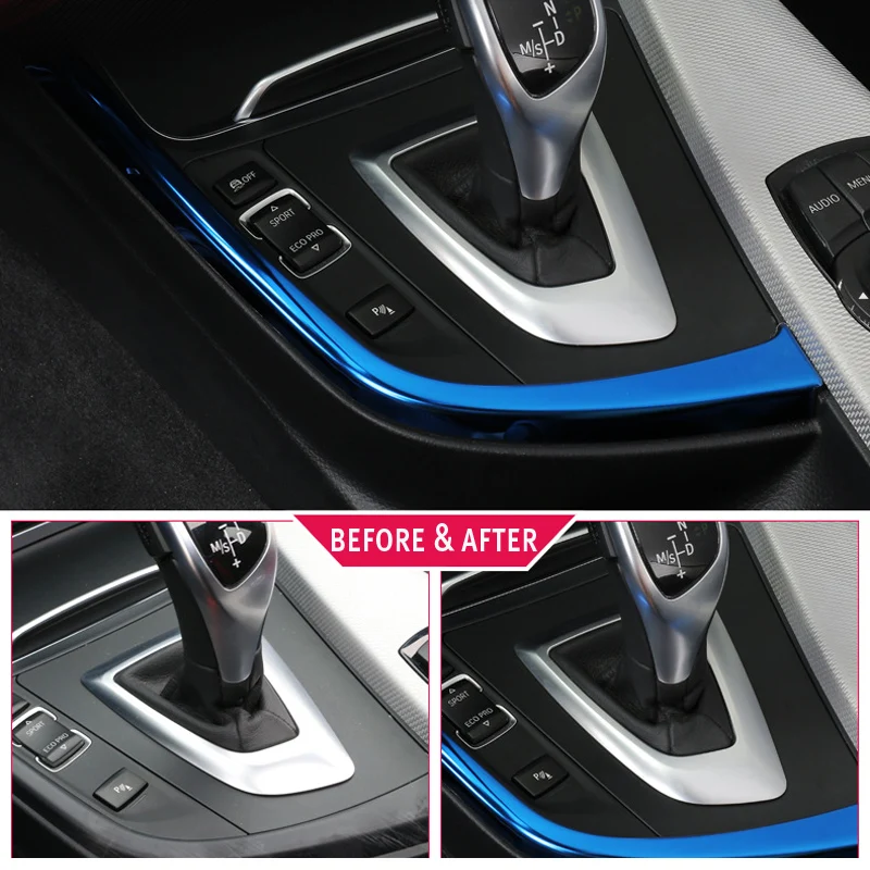 

For BMW LHD F30 3 series 3GT 316i Stainless steel Gear Shift panel decorative strip auto cover trim Car interior molding sticker