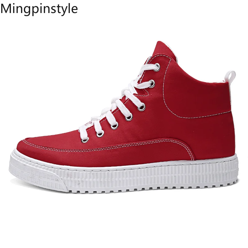 

Mingpinstyle 2018 men Vulcanize shoes Men's Shoes Sneakers Flat Shoes Student Youth people Breathable Canvas red Men Shoes
