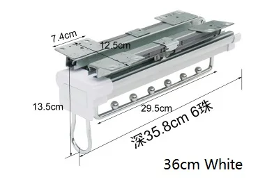 Premintehdw сверхмощный мягкий демпфер Верхнее Крепление выдвижной шкаф ткань вешалка для куртки двойной слайд - Цвет: 36CM White