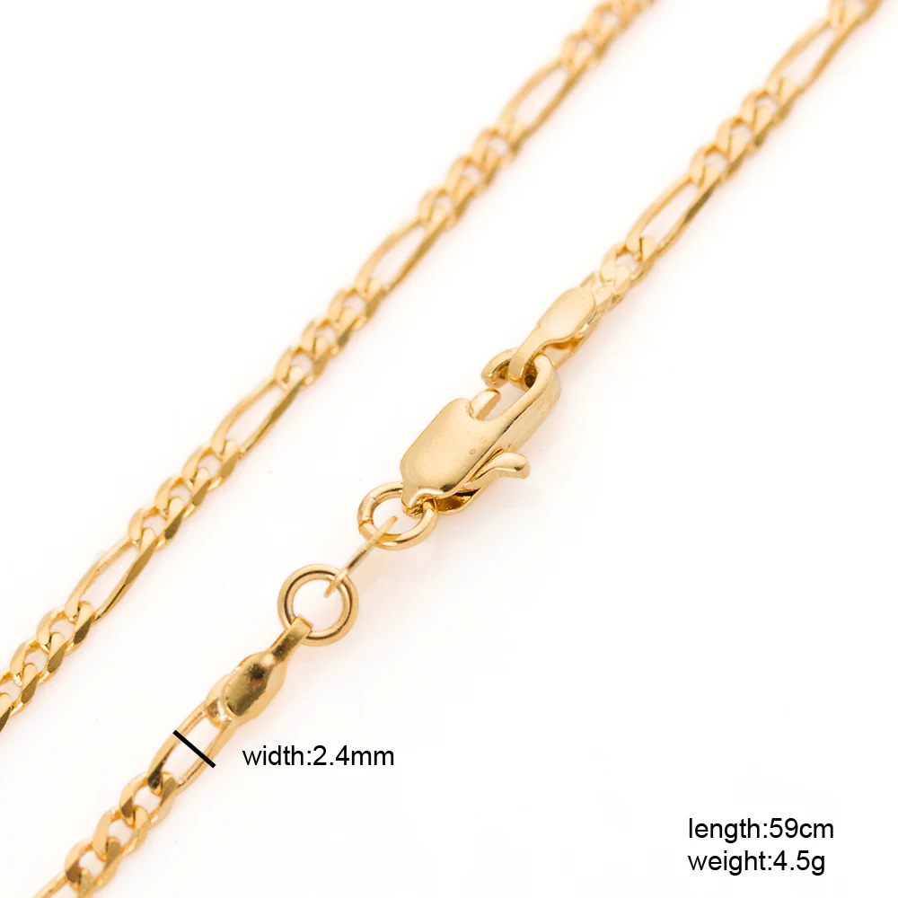 DrBonham thin 2.5MM 60cm 5g 18KGF figaro chain Gold Filled men women