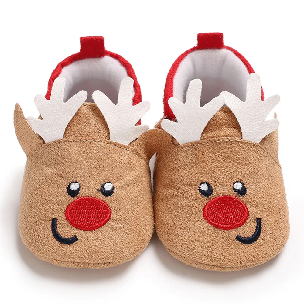Рождественская обувь для новорожденных; обувь для первых прогулок; мягкая нескользящая обувь для мальчиков и девочек; милая детская обувь с рождественским оленем, Санта-Клаусом; обувь для малышей - Цвет: B
