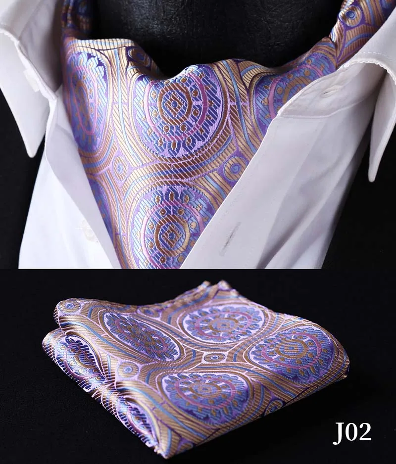 В горошек, в клетку Шелковый Аскот Карманный квадратный шейный платок повседневные жаккардовые платья шарфы галстуки Тканые Вечерние Аскот платок Набор EMB - Цвет: J02 Purple