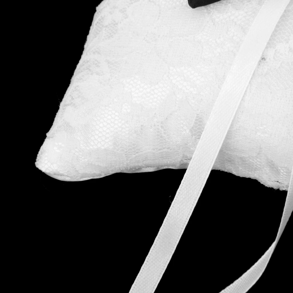 Romantic  Satin Ribbon Bow Wedding Ring Pillow Cushion Party Favors
