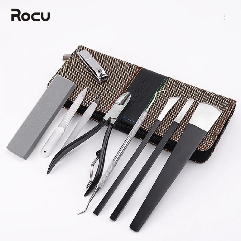 

ROCU 8 IN1 Nail Manicure Tools Set Kit for Nail Toe Nail File Cuticle Pusher Makeup Cuticle Scissor Nail Clipper Pedicure Sets