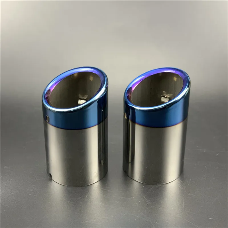 1 пара Нержавеющая сталь выхлопных прямой хвост кончики труб 80 мм на входе выхлопных газов для AUDI A4 A5 A6 Q3 09-16 - Цвет: Blue 2pc