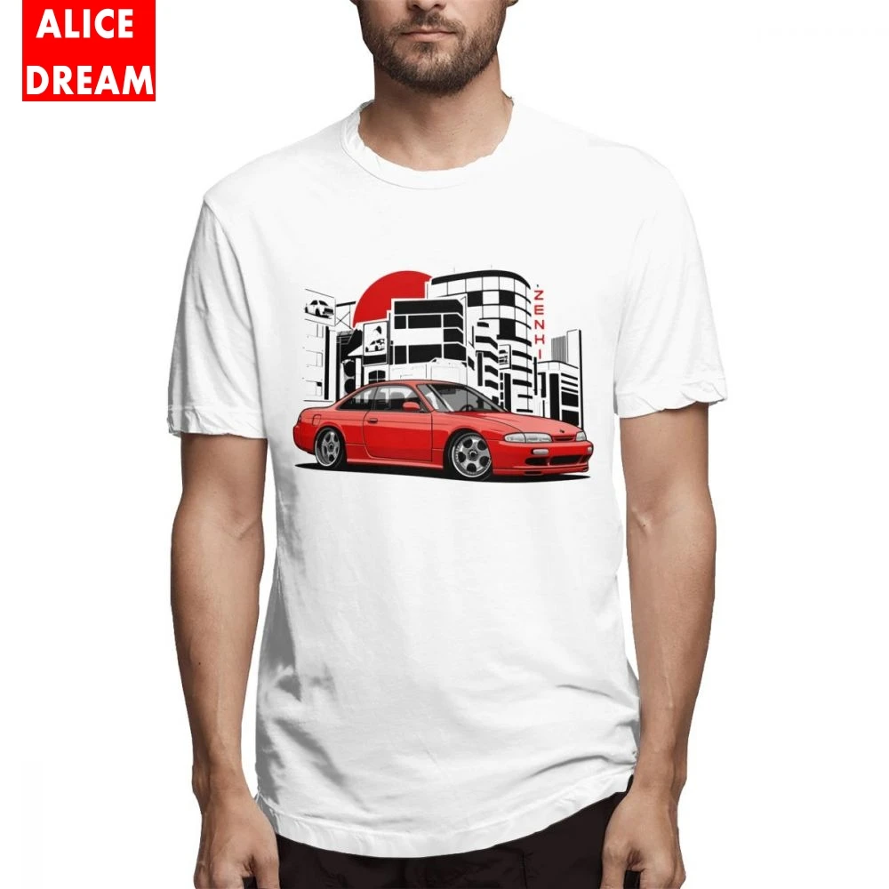 Car t shirt For Men Jdm Silvia S14 Zenki Tee Vintage Style Homme Shirt Pure Cotton Plus Size T | Мужская одежда