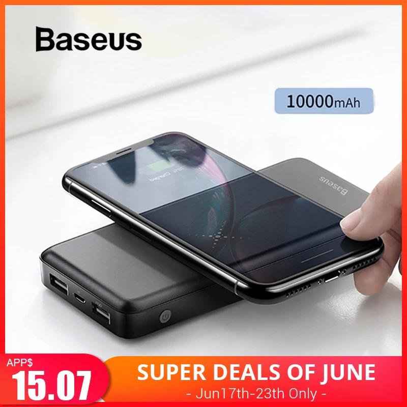 

Baseus 10000mah Power Bank Wireless Charger Fast Charging for iPhone Samsung Xiaomi Huawei Dual USB Charge External Battery Pack