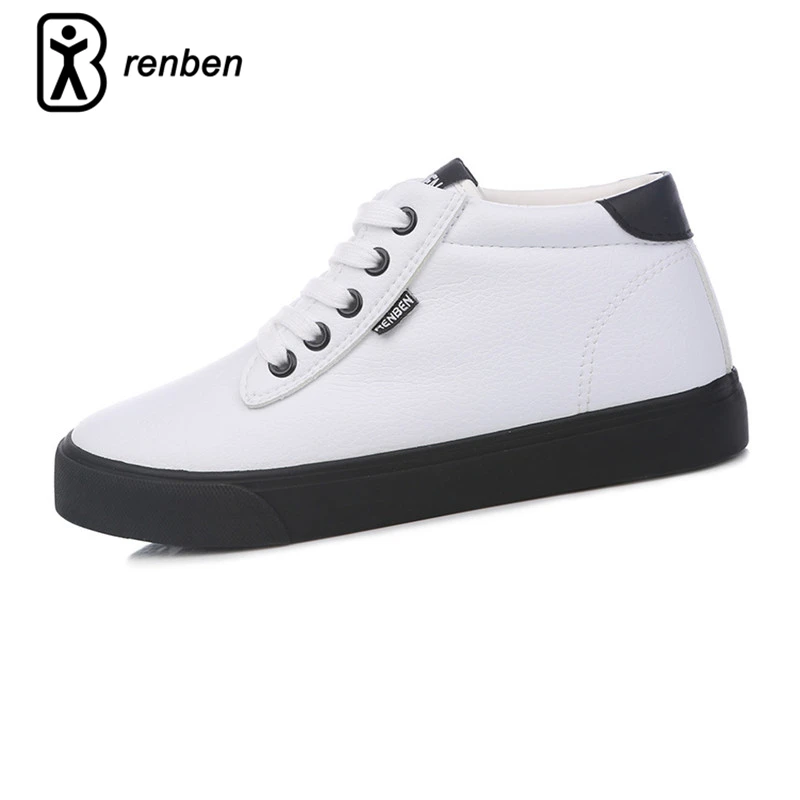 

RenBen Plush Warming Women Winter Boots Flats Leather Ladies Casual Shoes Walking Creeper Durable Rubber Female Boots Footwear