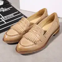 100% Genuine sheepskin leather brogue yinzo ladies flats shoes vintage handmade sneaker oxford shoes for women black beige red