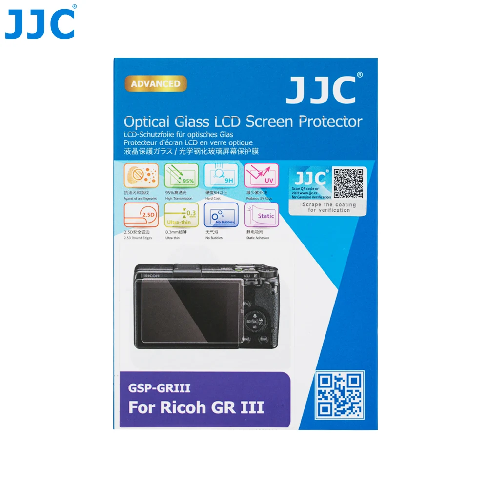 JJC GR III HDF Screen Protector for Ricoh GR IIIx HDF GR3x GR3 HDF Digital Camera Ultra-Thin 0.3mm 9H Hardness Tempered Glass