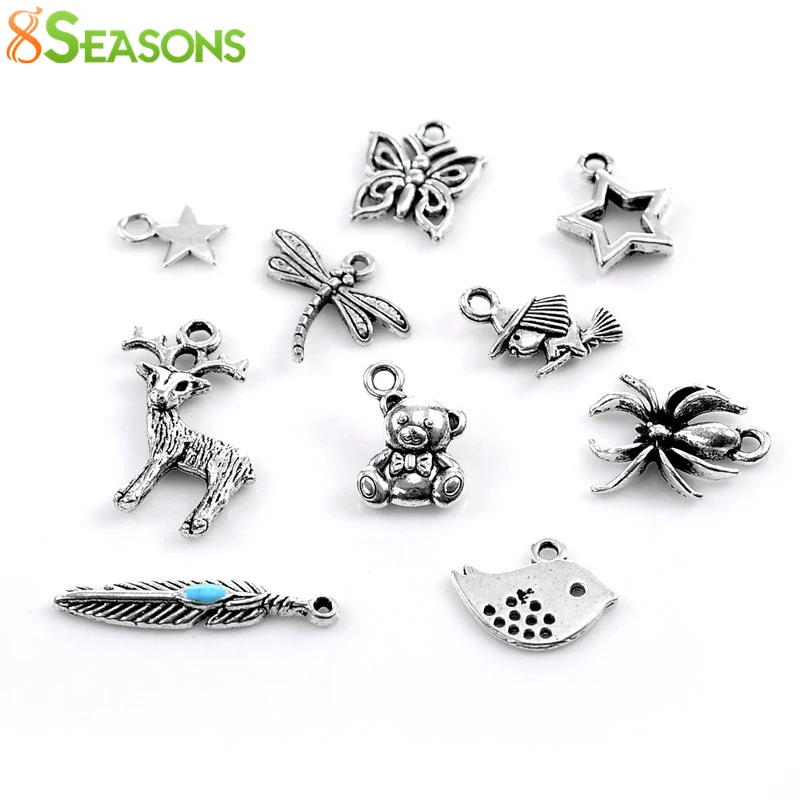 

8SEASONS FASHION PENDANTS Charm Pendants Mixed Shape antique silver-color 28mmx5mm-11mmx9mm,50PCs (Z00035),