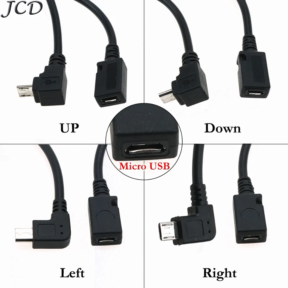 JCD 90 градусов Micro USB 5Pin мужчин и женщин M F переходник с удлинителем адаптер подпушка/вверх/вправо/влево угловой конвертер кабель для передачи