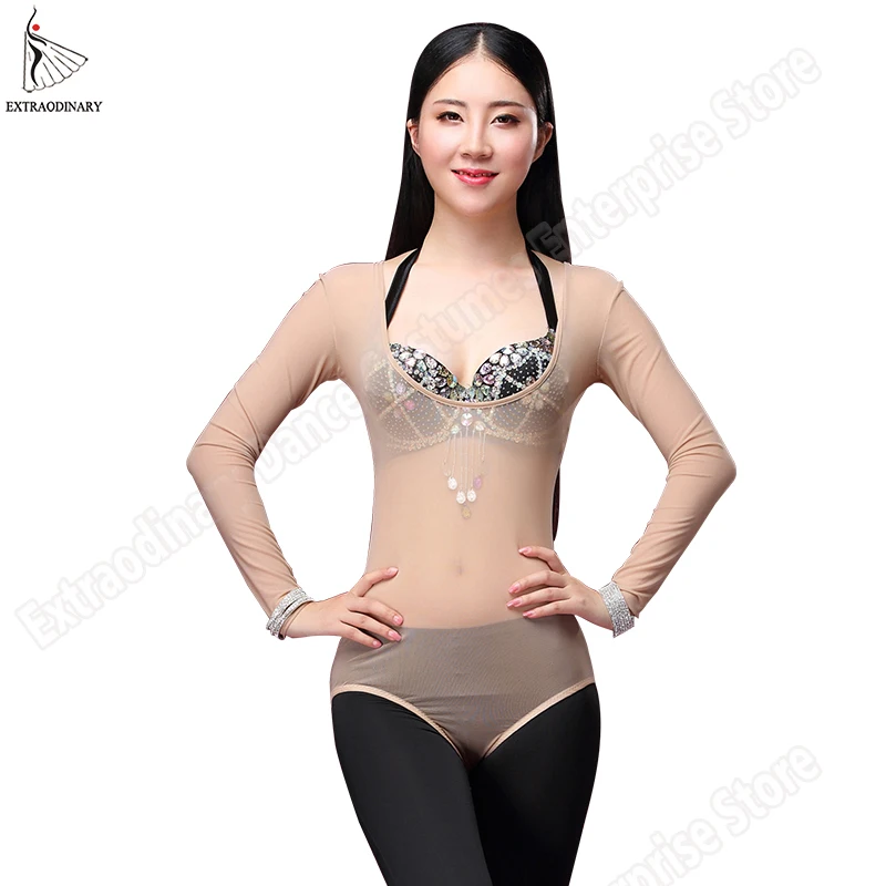 

Plus Size 1 Piece Belly Dancing Dancewear Long Sleeves Bellydance Accessories Women Bodysuit Bottoming Shirt Belly Dance Tops
